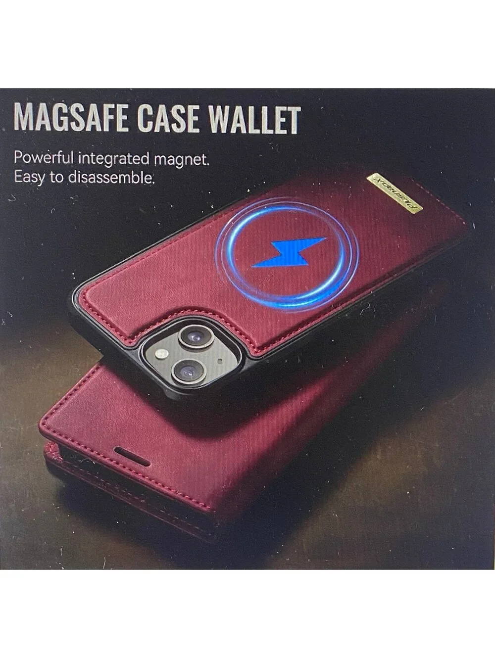 PlusnapX Wallet Case for iPhone 13 Wine Red